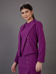 Women Notch Collar Single-Breasted Blazer