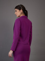 Women Purple Notch Collar Single-Breasted Blazer