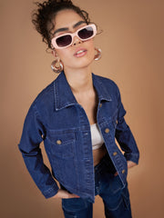 Women Classic Blue Denim Regular Jacket