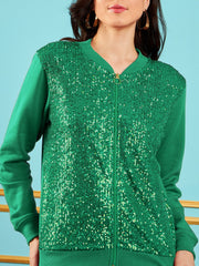 Women Green Sequin Jacket