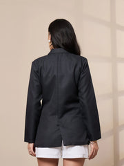 Women Double-Breasted Check Blazer