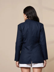 Women Double-Breasted Check Blazer