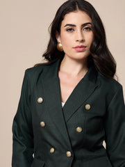 Women Double-Breasted Check Blazer