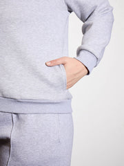 Women Grey Melange Front Open Zipper Jacket