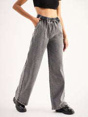 Women Grey High Waist Elasticated Jeans