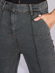 Women Grey Mid Rise Boot Cut Jeans