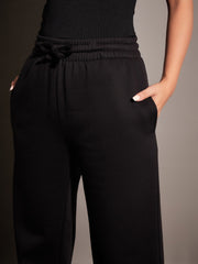 Women Black Fleece Track Pants