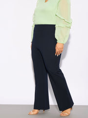 Women Navy Front Seam Straight Pants