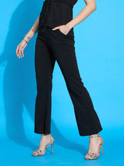 Women Black Bell Bottom Slim Pants