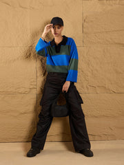 Women Black Side Pockets Parachute Korean Cargo Pants