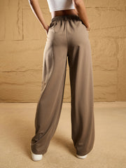 Women Beige Waist Belt Comfort Fit Korean Pants