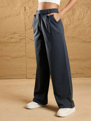 Women Steel Grey Waist Belt Comfort Fit Korean Pants