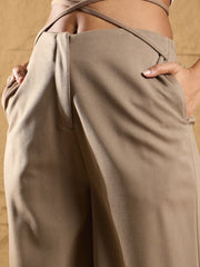 Women Beige Side Dori Comfort Fit Korean Pants