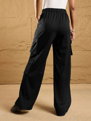 Women Black Comfort Fit Korean Cargo Pants