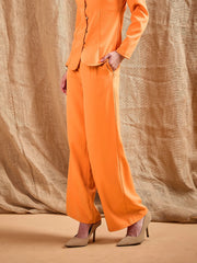 Women Orange Waist Darted Comfort Fit Pants