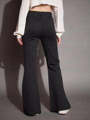 Women Grey Bootcut Flared High-Rise Trousers