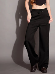 Women Black Relaxed Fit Track Pants