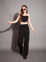 Women Black Relaxed Fit Track Pants