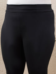 Women Black Roma Side Zipper High Waist Jegging