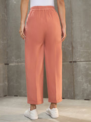 Women Peach Twill Wide Leg Pants