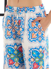 Women Blue & White Floral Lounge Shirt With Pants