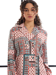 Women Peach Geometric Lounge Shirt With Pants