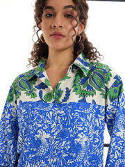 Women Green & Blue Floral Lounge Shirt With Pants