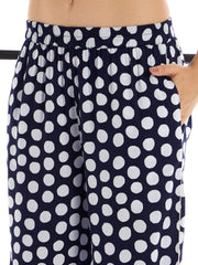 Women Blue & White Polka Dot Lounge Shirt With Pants