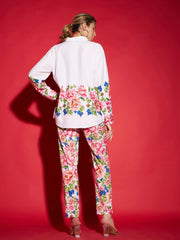 Women White Floral Oversized Shirt With Tapered Pants