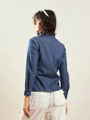 Women Blue Tencel Regular Fit Shirt