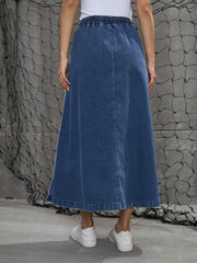 Women Blue Blast Contrast Tape Maxi Skirt