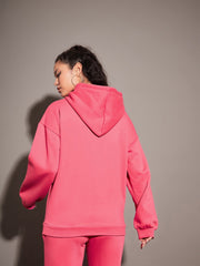 Women Pink Fleece Oversized Hoodie