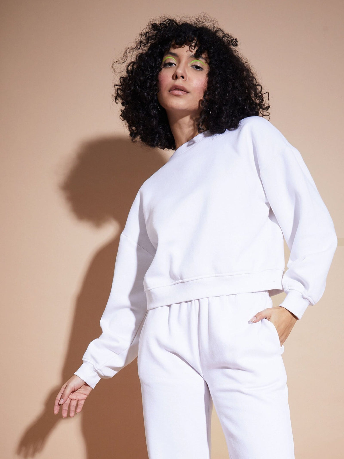 Women White Premium Fleece Oversized Sweatshirt