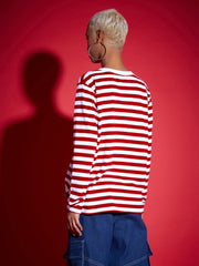 Women Red & White Striped Sweater