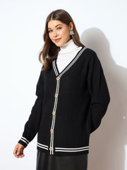 Women Front Button Oversized Cardigan