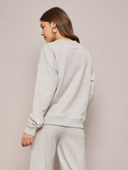 Women Grey Melange Terry Oversized Sweatshirt