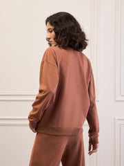 Women Brown High-Neck Sweatshirt