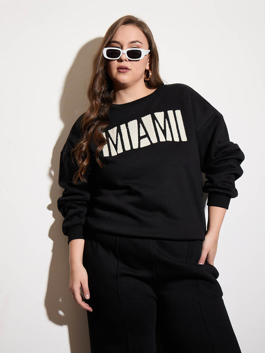 Women Black Fleece MIAMI Emb Sweatshirt