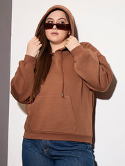 Women Brown Fleece Hoodie