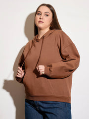 Women Brown Fleece Hoodie