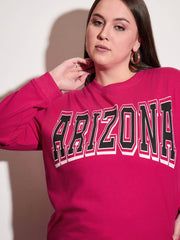 Women Fuchsia Terry ARIZONA Printed Sweatshirt