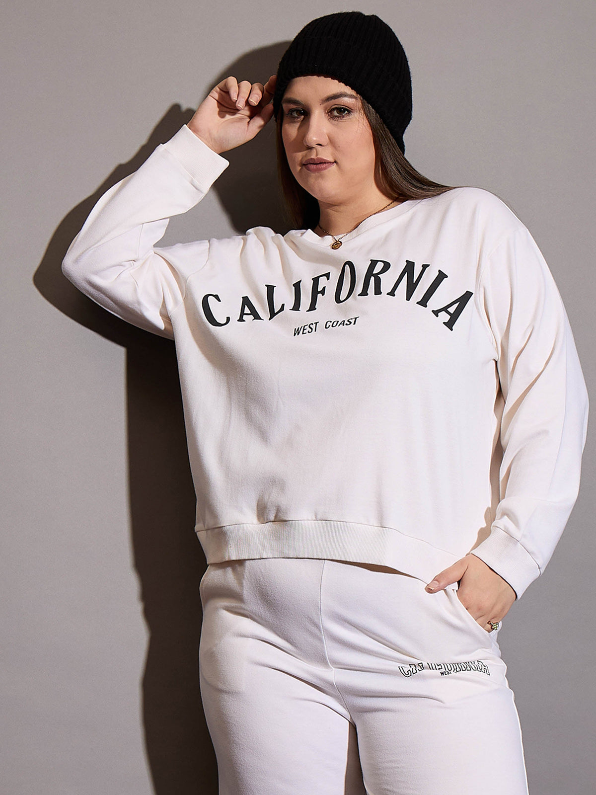 Women White CALIFORNIA Terry Sweatshirt