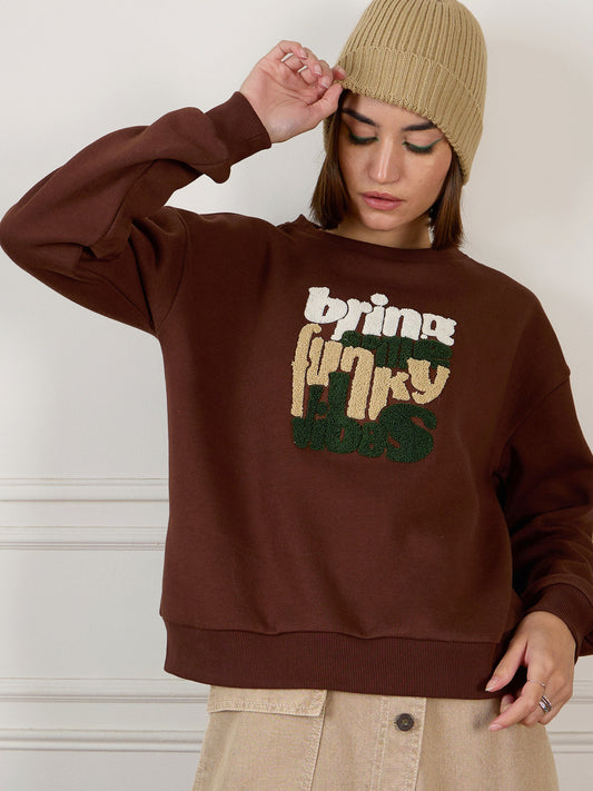 Women Dark Brown Premium Fleece Sweatshirt