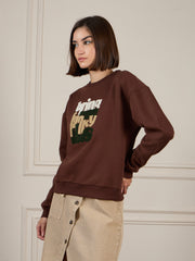 Women Dark Brown Premium Fleece Sweatshirt