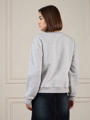 Women Grey Melange Premium Fleece Sweatshirt