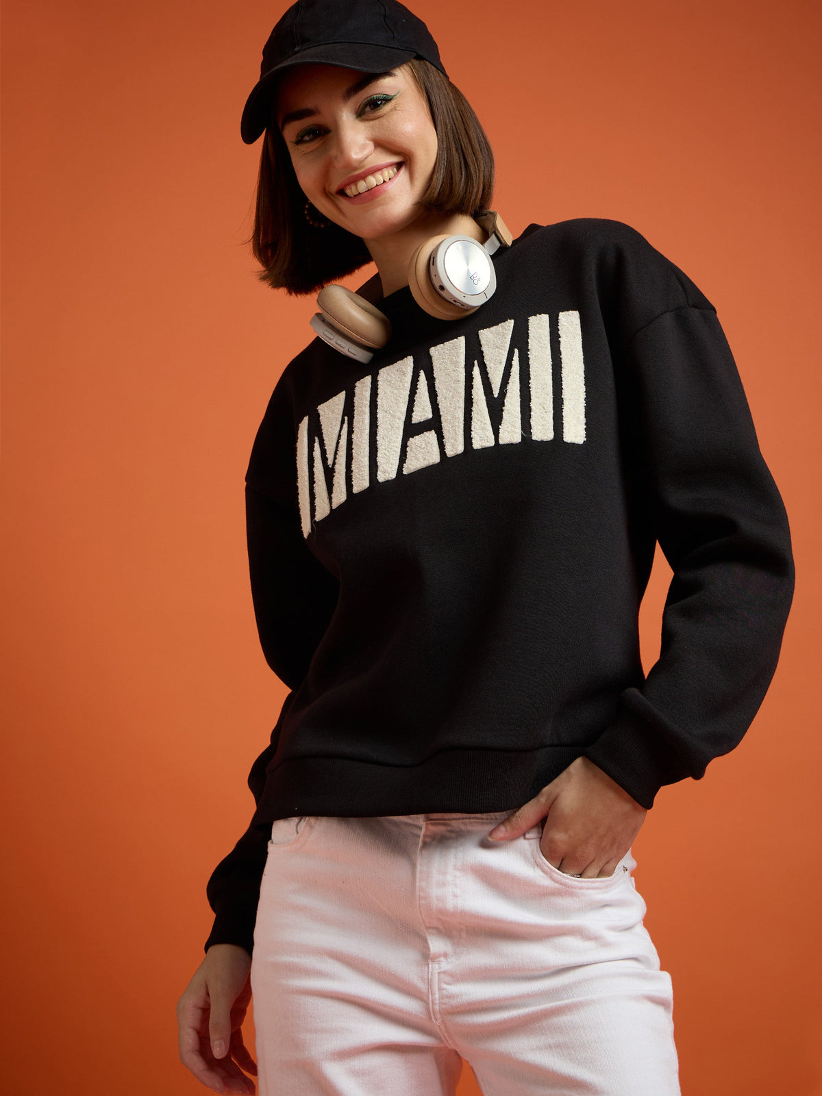 Women Black Premium Fleece Sweatshirt