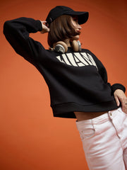 Women Black Premium Fleece Sweatshirt