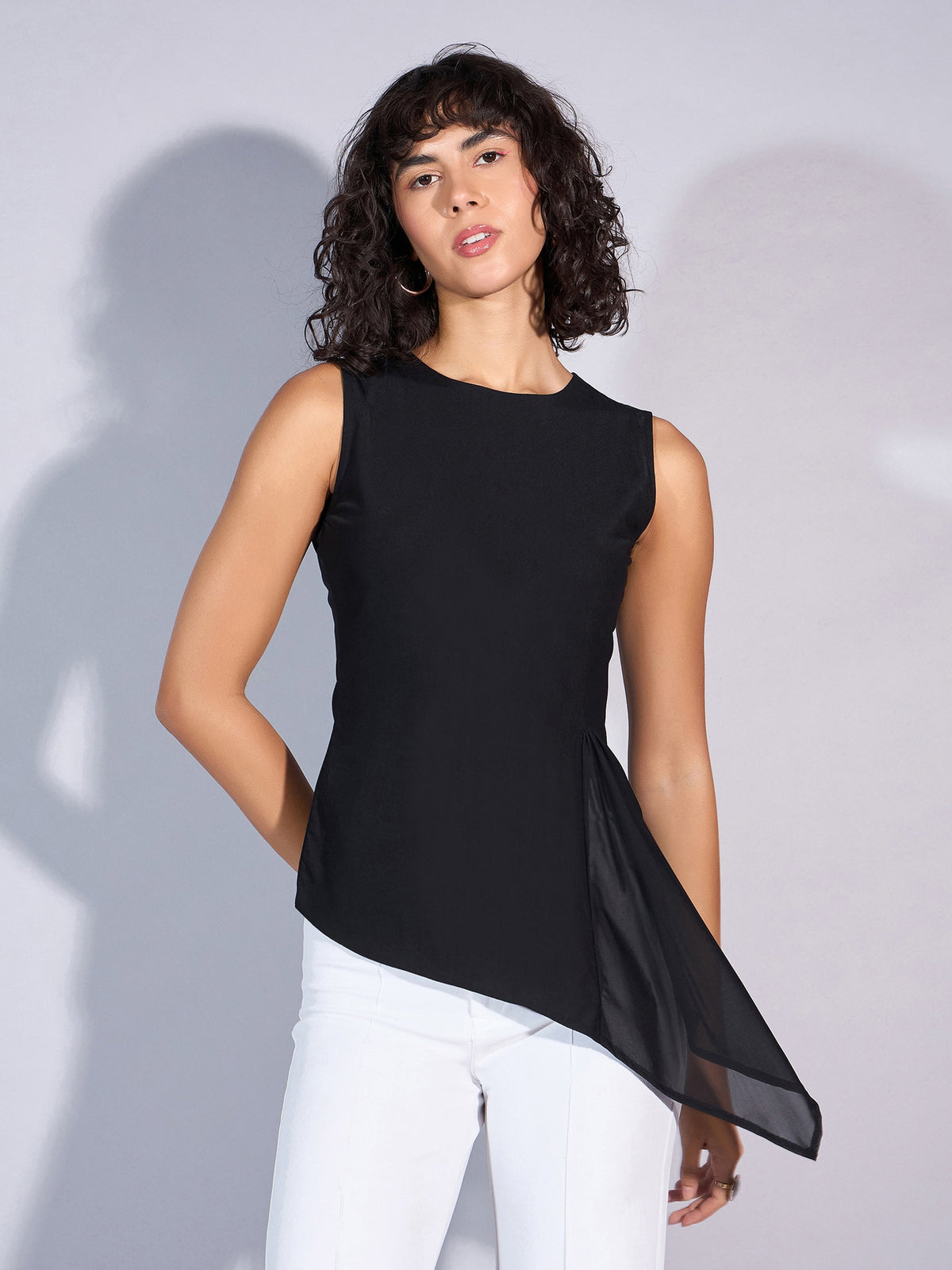 Women Black Asymmetric Top