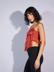 Women Rust Tube Crop Top