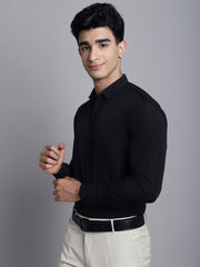 Indian Needle Men's Cotton Solid Black Formal Shirt's